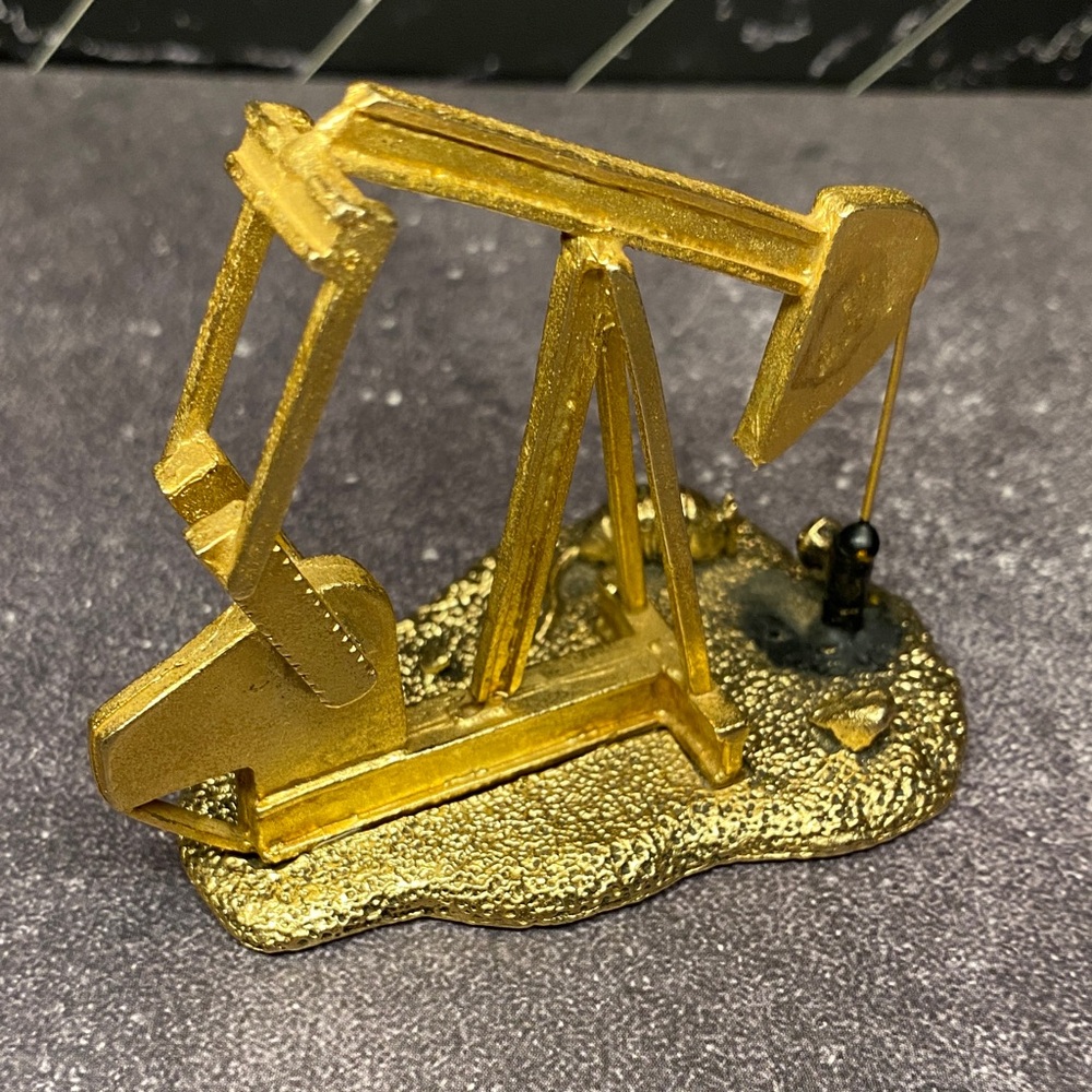 Vintage 1970s John DeMott Brutalist Metal Oil Pump Jack Sculpture Signed Rare